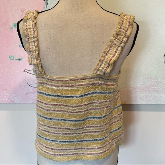 Madewell Yellow Tank Texture & Thread Tie-Front Tank Top Smithfield Stripe Sz S - Picture 5 of 10